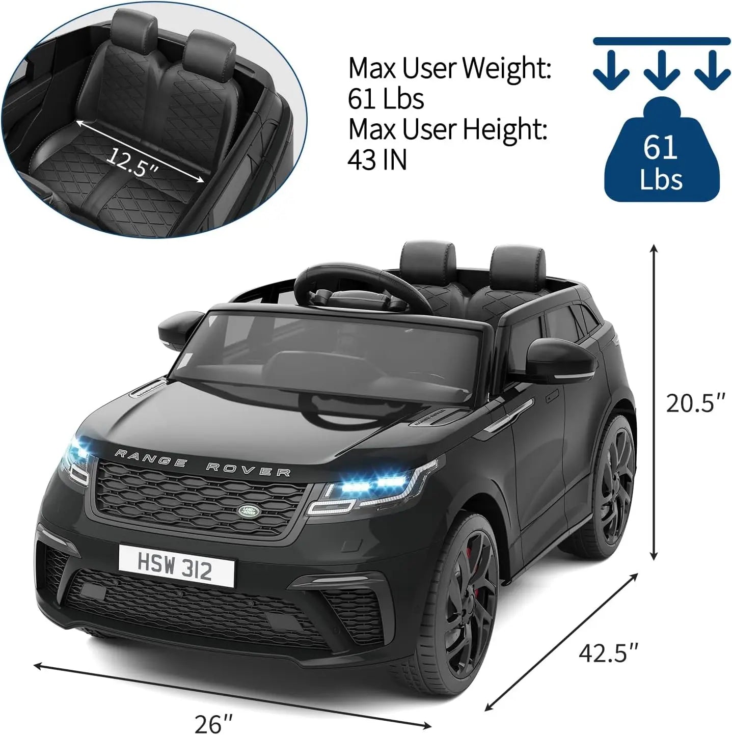 HiMISSE Kids Electric Car With Remote Control Ride On Toy MP3 Rocking Mode