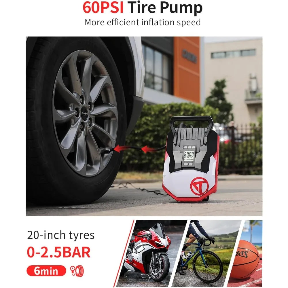 Power up inflatables fast and hassle-free with the Gicle 60 PSI air pump, built for car use and ready to tackle paddle boards, tires, air mattresses, and more.