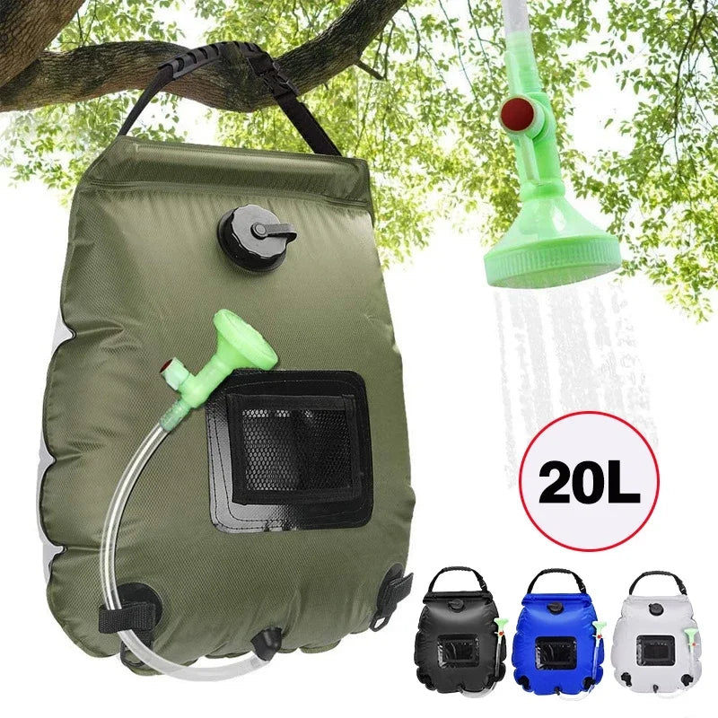 Portable Solar Camping Shower Bag With Switchable Head And Heating