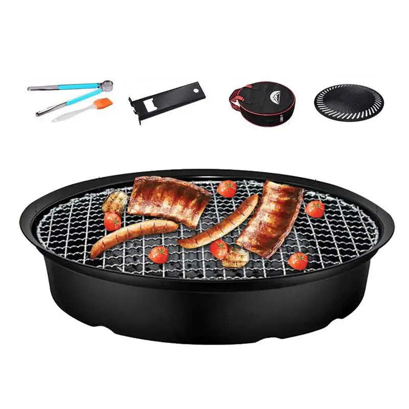 Elevate your outdoor cooking with this durable nonstick round grill pan, perfectly suited for camping and backyard grilling, designed for even heat distribution and lasting performance.