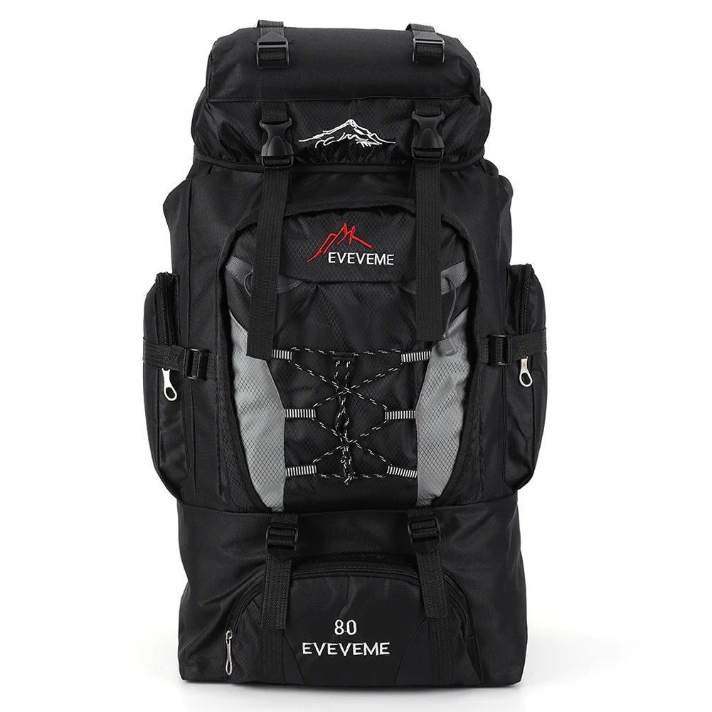 NONECN Waterproof 80L Mountain Climbing Backpack Canvas Trekking Hiking Rucksack