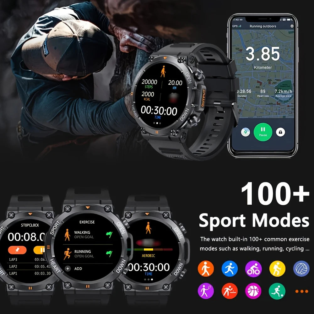 SENBONO Rugged Military Smart Watch for Men Bluetooth Call Waterproof