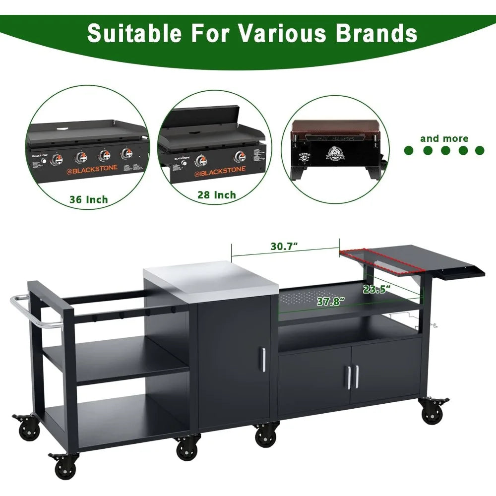 DAFIFY Outdoor Grill Cart For Big Green Egg And Blackstone Griddle 28 Or 36 Inch