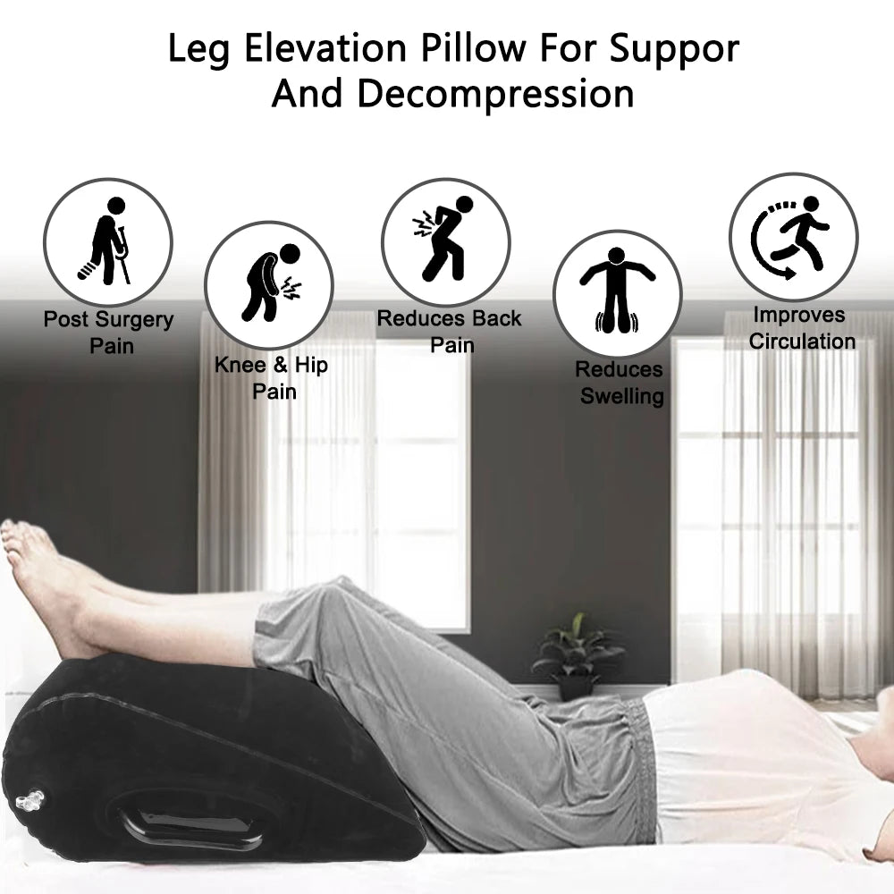 NONECN PVC Wedge Pillow Knee Cushion Elevation Leg Pillow For Travel