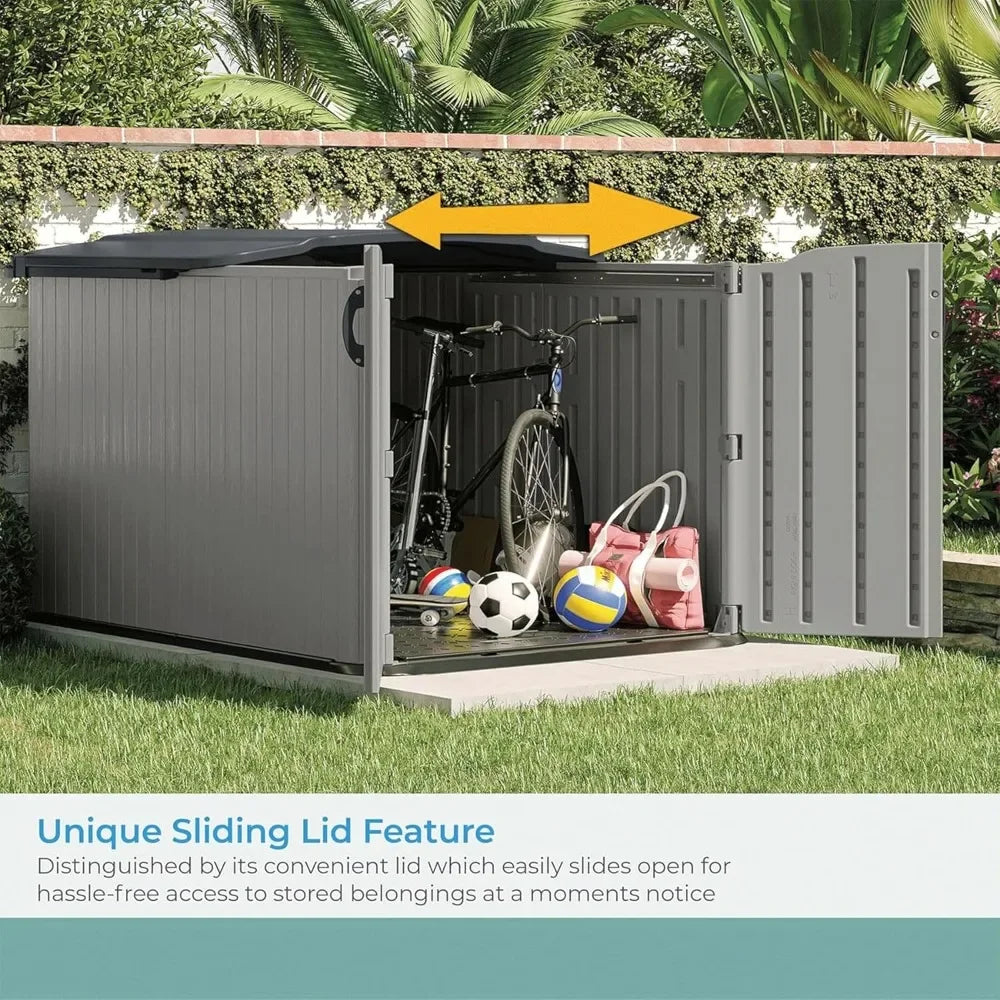 Customizable Glidetop Horizontal Outdoor Storage Shed With Pad Lockable Lid
