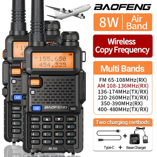 Baofeng M-5R 8W Multi-Band Walkie Talkie Type-C Long Range For UV-5R