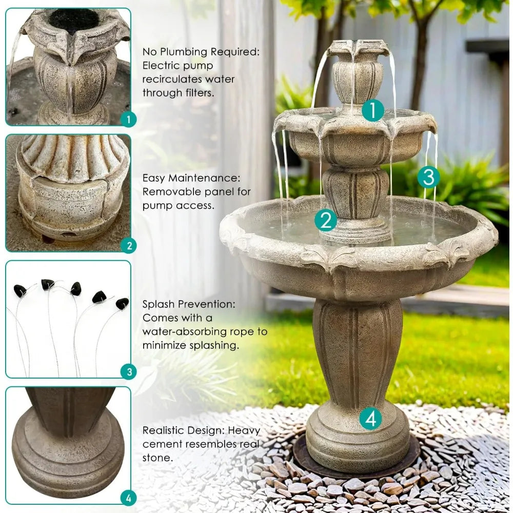 Elevate your outdoor living with a bold 3 tier concrete fountain that delivers soothing water drama and modern design.