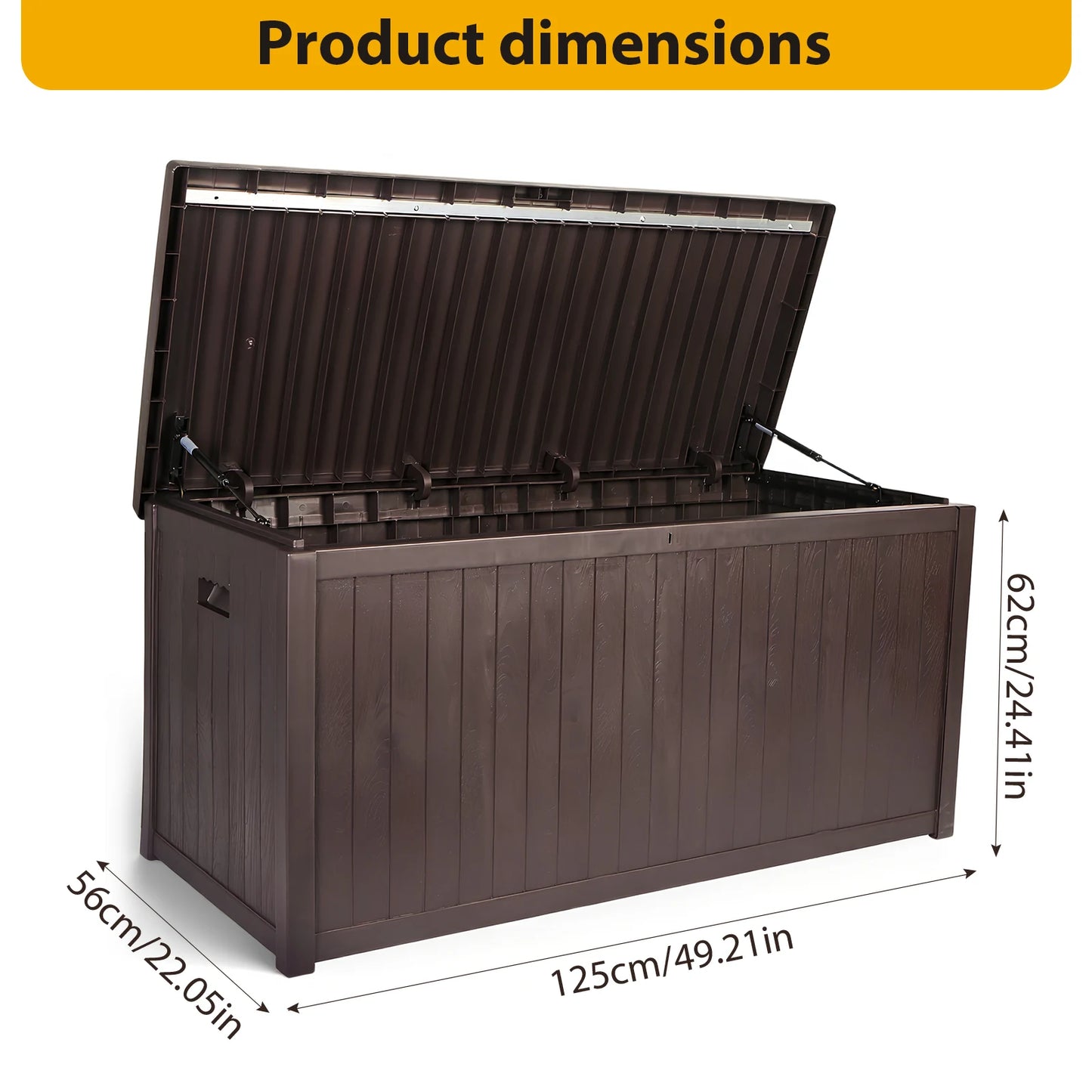 Lockable Waterproof Deck Box UV Resistant Outdoor Storage Organizer Wood Grain
