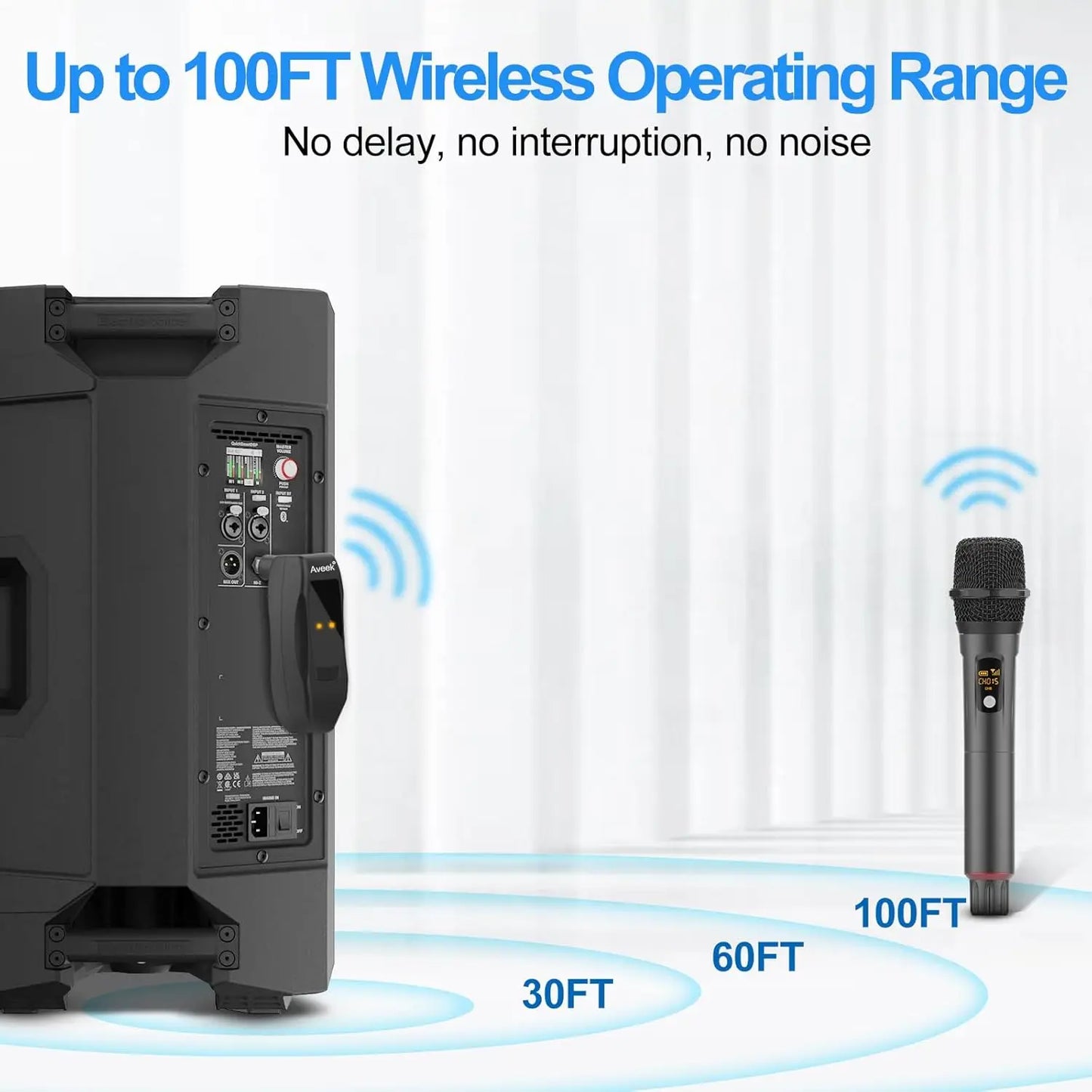 Take the stage anywhere with Aveek's Wireless Karaoke Microphone and Receiver, delivering clear, dynamic sound for performances, practice, and unforgettable parties.