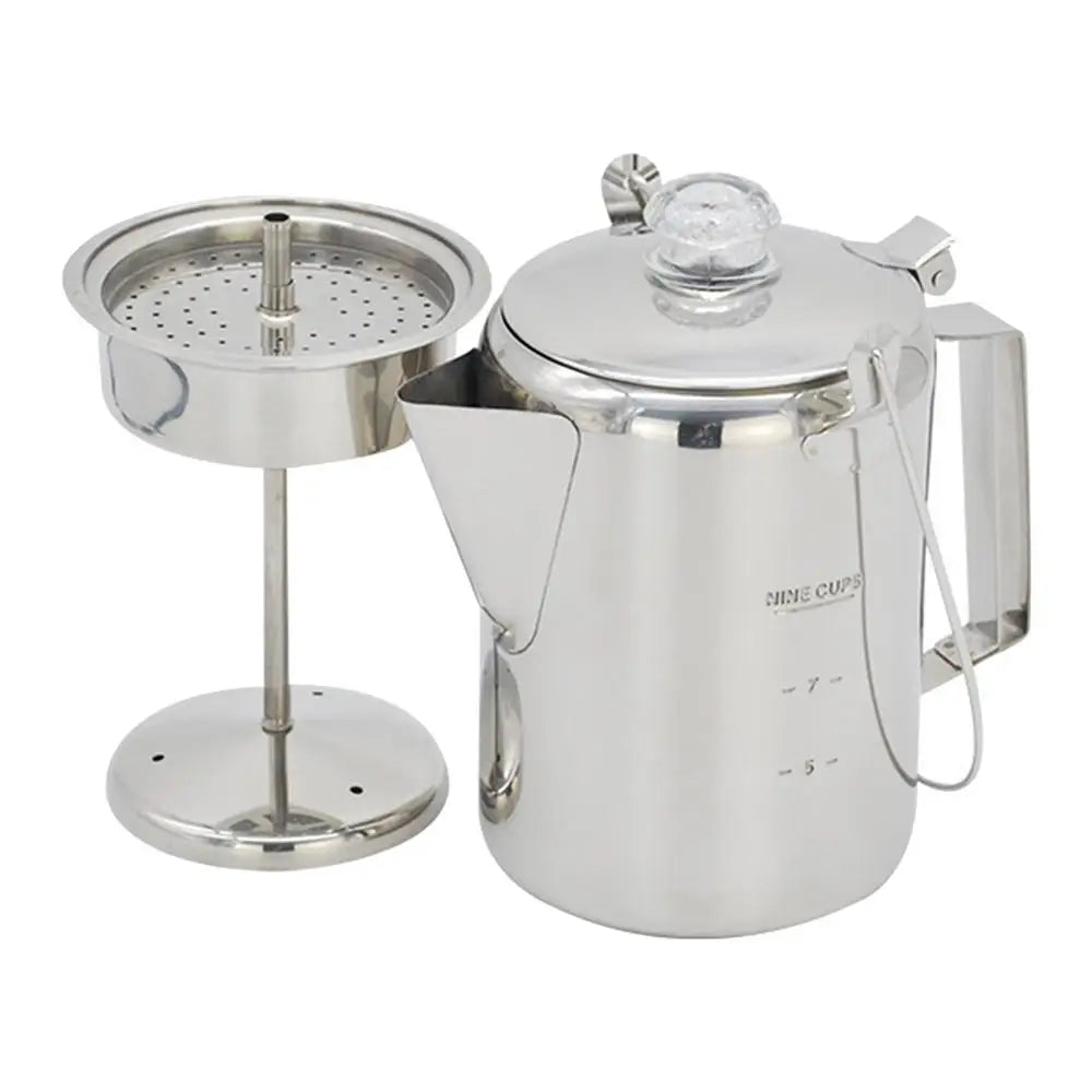 Camping Percolator Coffee Pot 9 Cup Stainless Steel Stovetop Mocha
