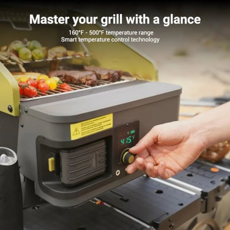 EXIT Fire'n'Go 20V Portable Wood Pellet Grill Smoker Tabletop 287 Sq In