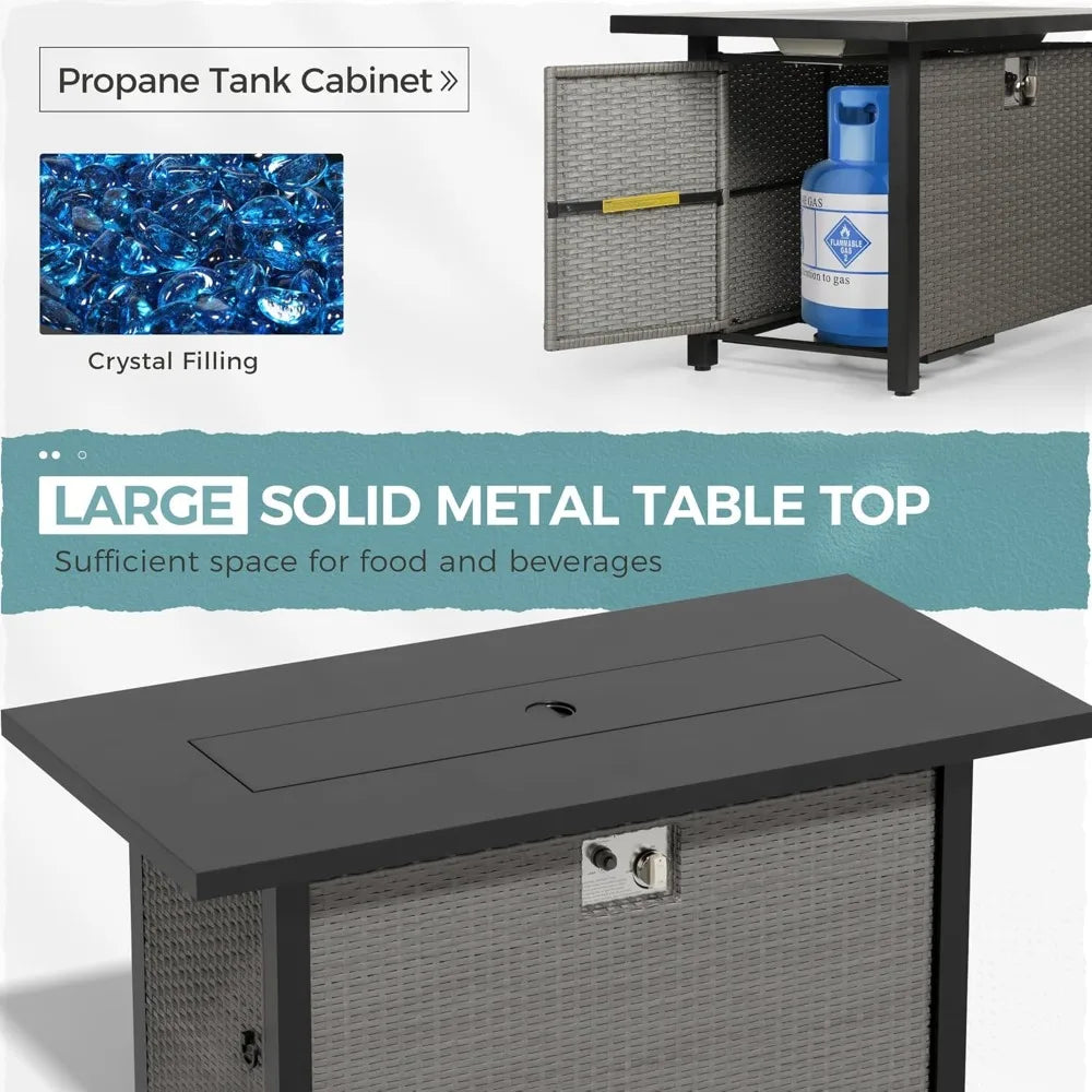 Transform your outdoor living space into a warm, inviting gathering spot with this 50,000 BTU outdoor propane fire pit table.