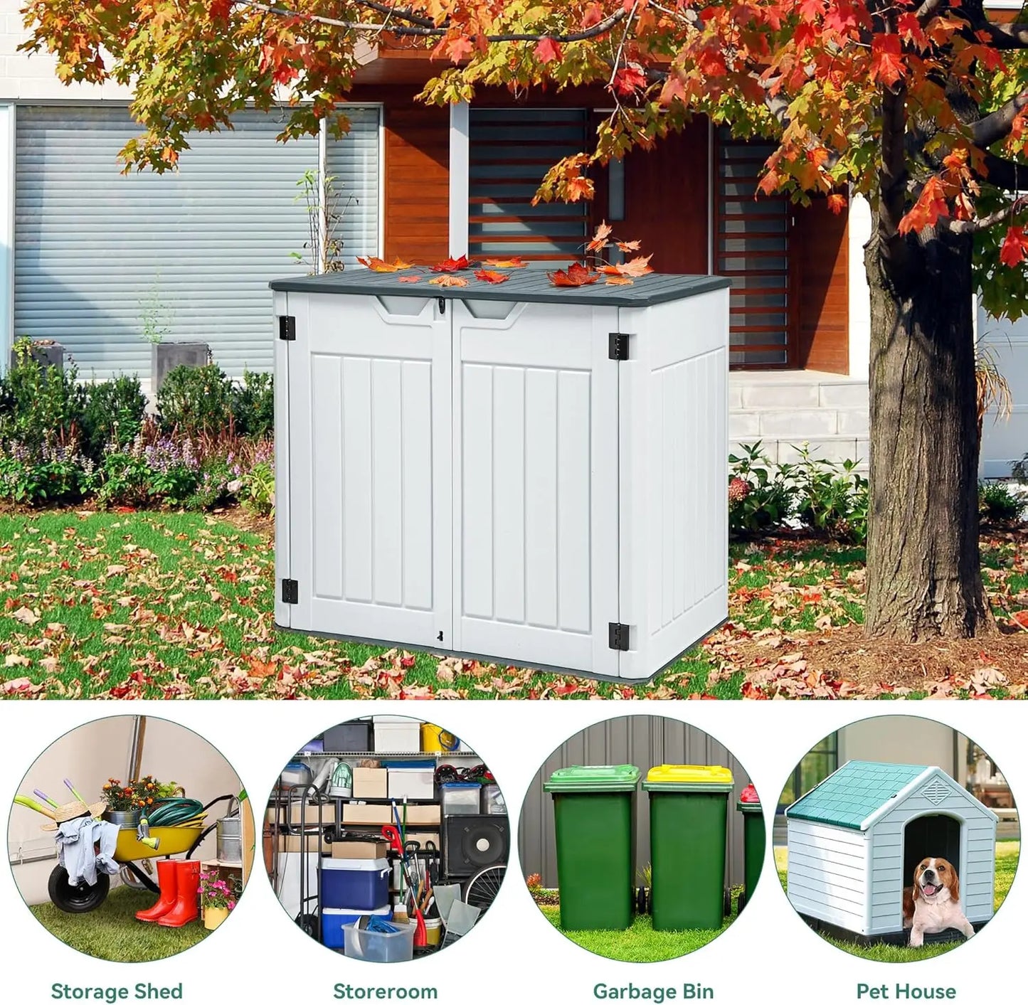 Extra Large Outdoor Horizontal Storage Shed 4.5x4 Resin Tool Shed Waterproof