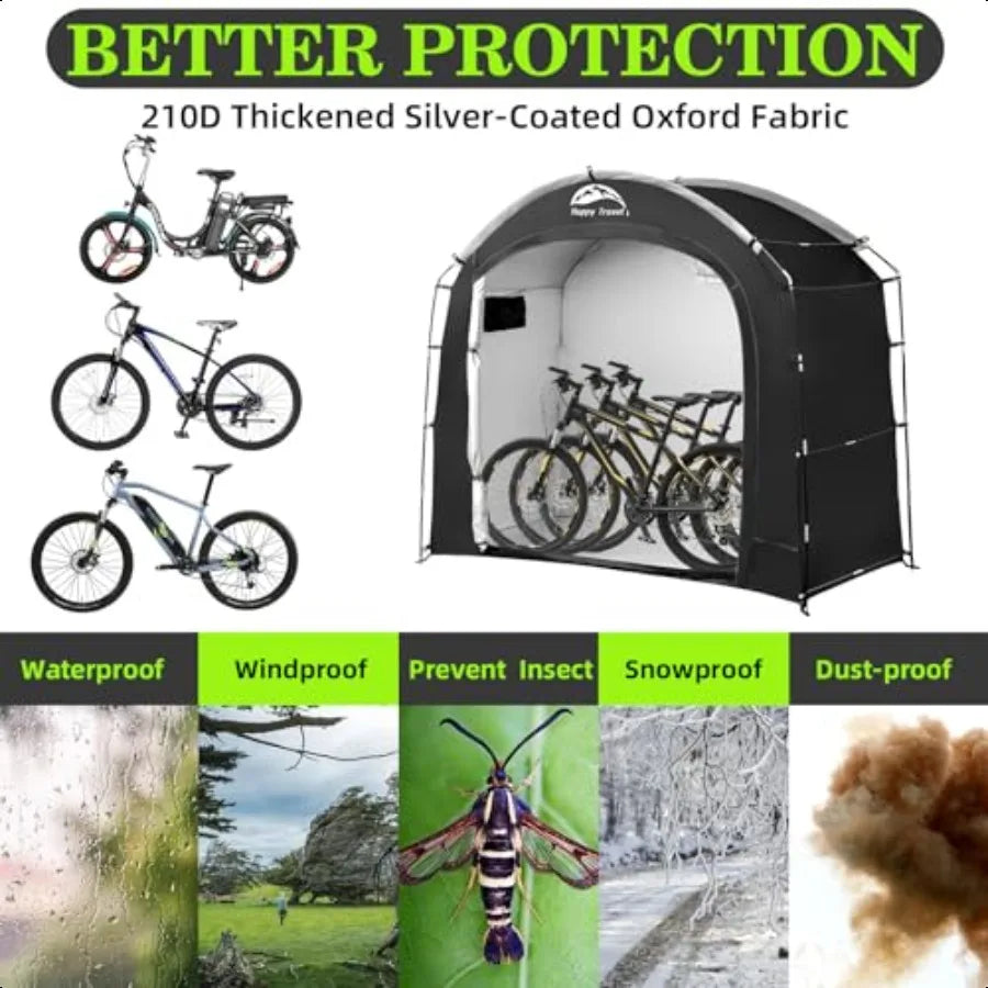 Large Outdoor Waterproof Bike Storage Tent Shed For 2 To 3 Bikes With Window