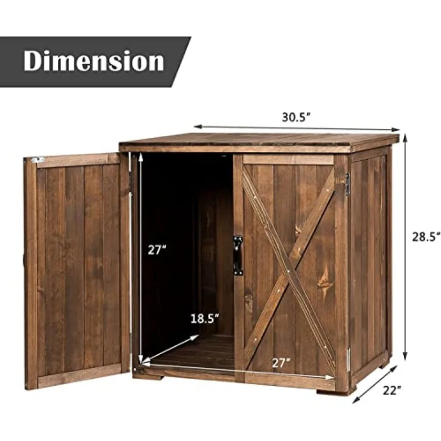 Garden Wooden Storage Shed Tool Cabinet With Doors And Handles