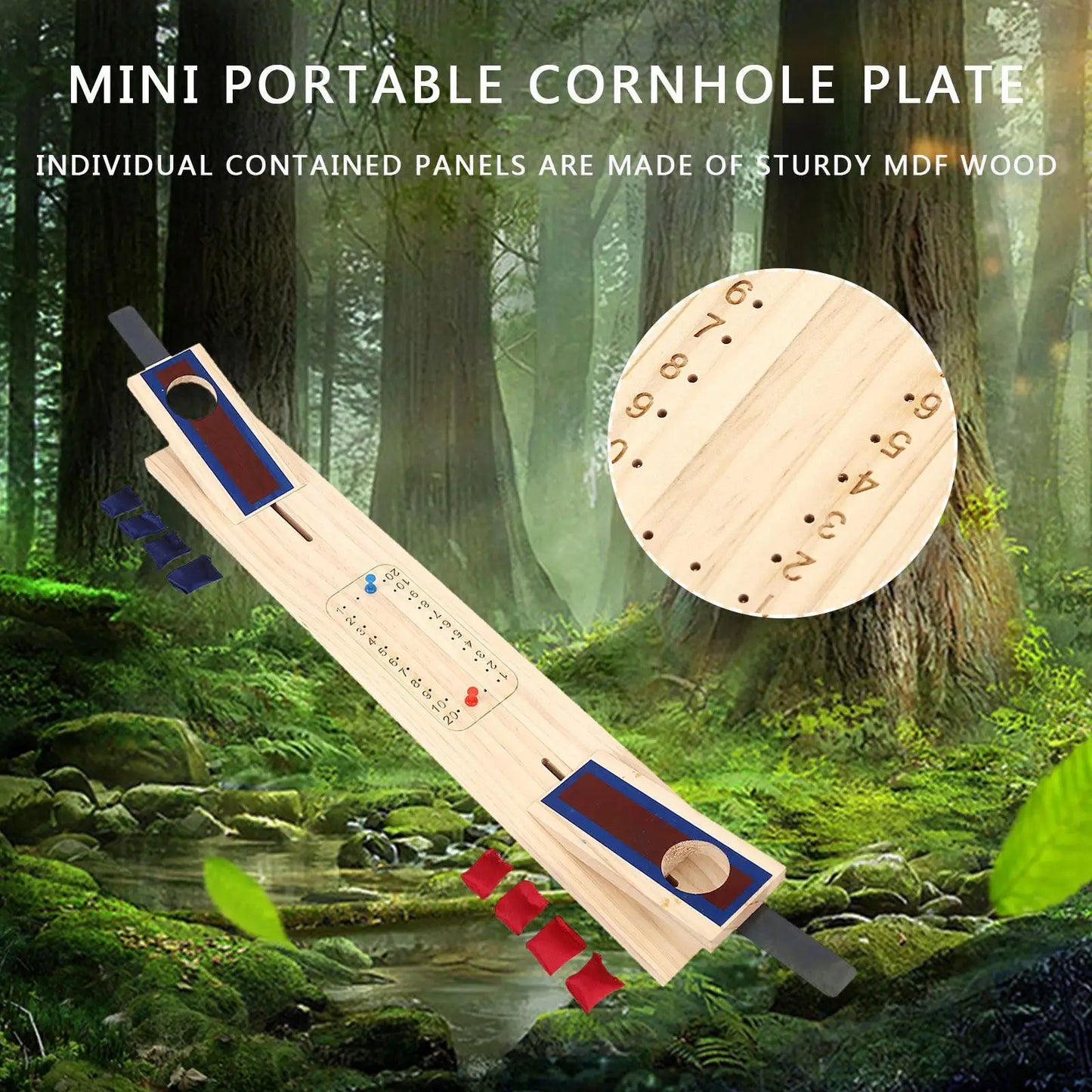 MOJOYCE Classic Mini Portable Tabletop Cornhole Set With 8 Bean Bags Outdoor Fun
