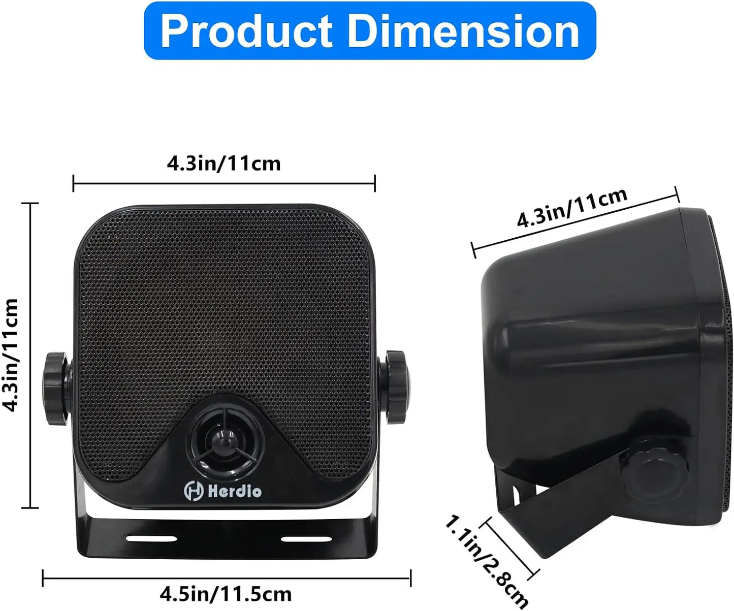 Herdio 100W Waterproof Marine Speakers 4 Inch ATV UTV Outdoor