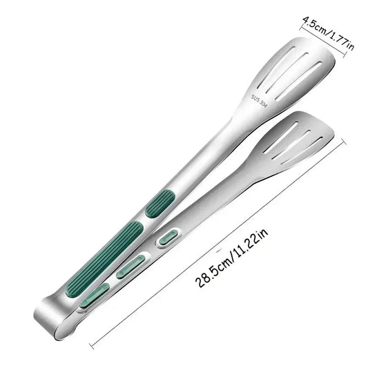 NONECN 1pc Non Slip Stainless Steel Food Tongs For Kitchen Barbecue Grill