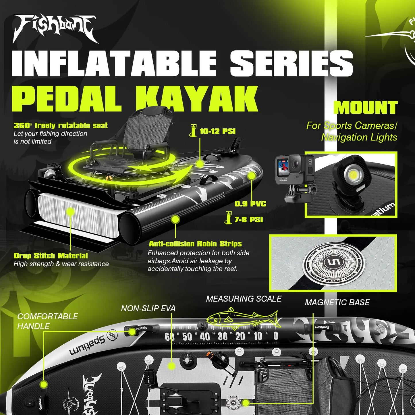 Experience hands free propulsion with Spatium's pedal drive kayak, designed to power your day on the water.