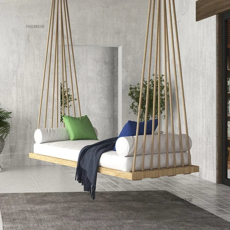Alcony Outdoor Hammock Swing Chair Hanging Basket Garden Wood Single And Double