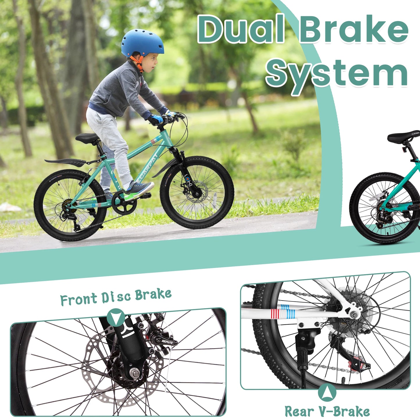 Equip your child for exciting outdoor adventures with the Ecarpat 20 Inch Kids Mountain Bike, built for safety, control, and growing confidence.