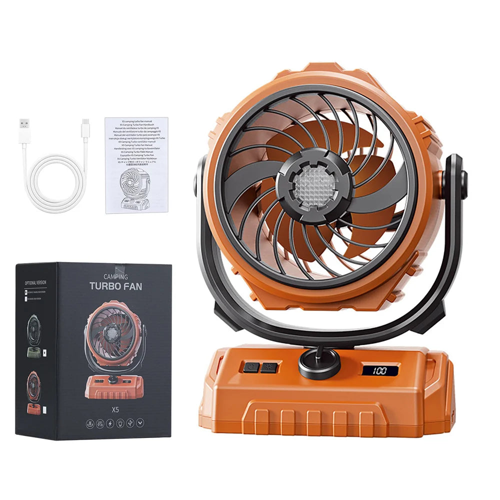 CURUK 20000mAh Camping Fan Portable Wireless Tent Circulator With LED Light