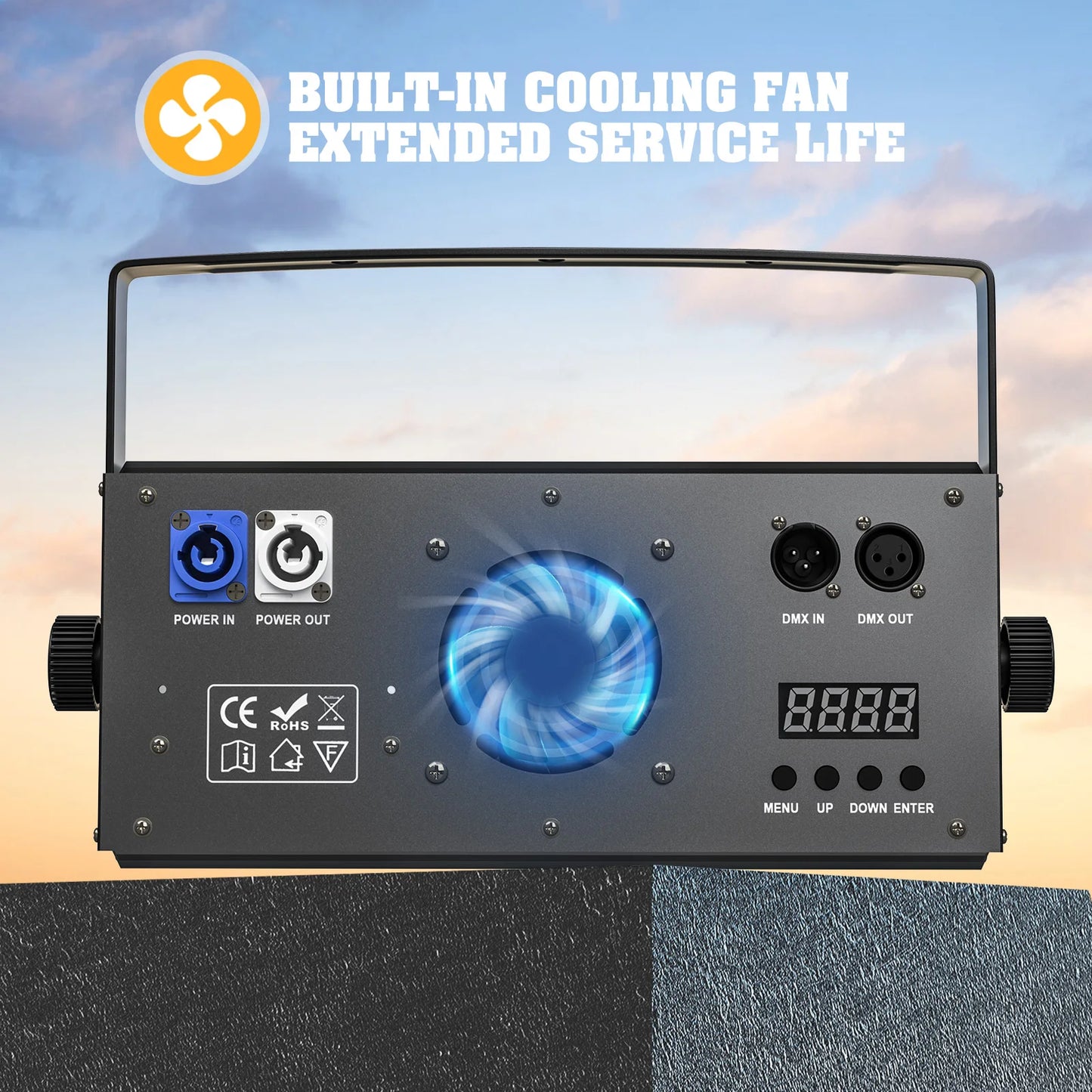 From U'King, four 200W COB Par Lights empower you with blazing, versatile stage illumination.