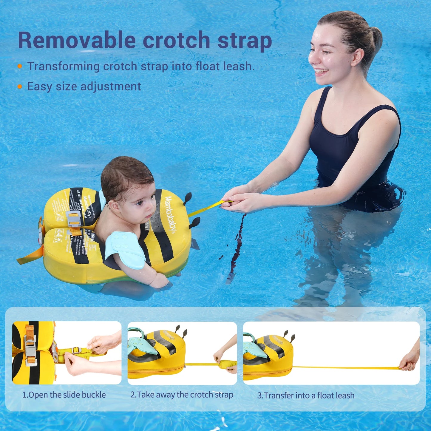 Mambobaby Baby Float With Crotch Strap Sunshade Solid Core 0 To 7 Years