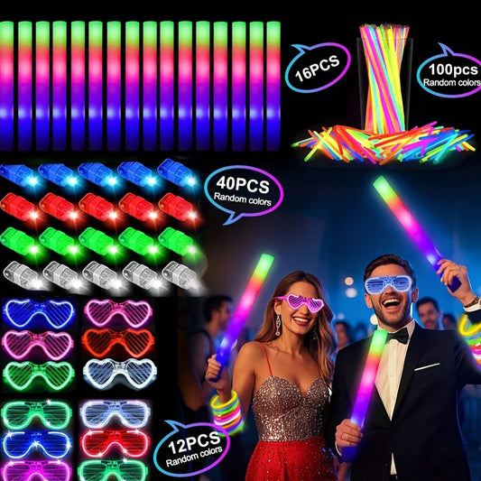 168Pcs Glow Party Kit With LED Glasses And Glow Sticks For Weddings