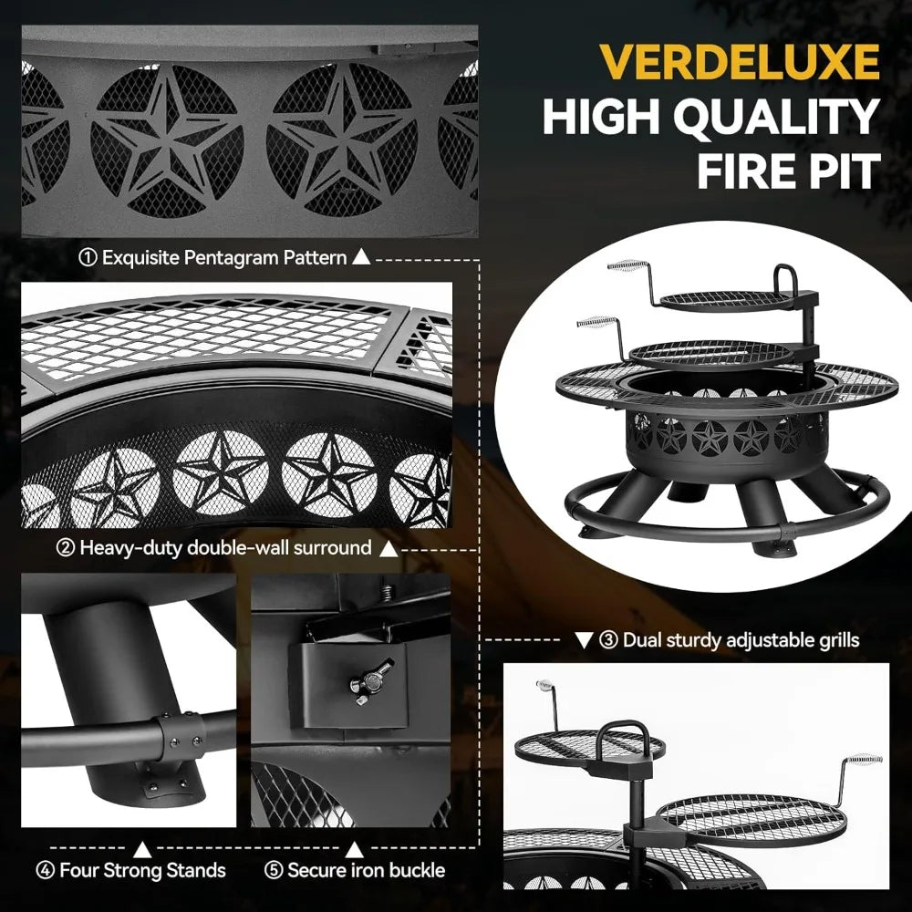 Transform your outdoor space with a 47-inch outdoor fire pit that blends warmth, cooking, and modern style.