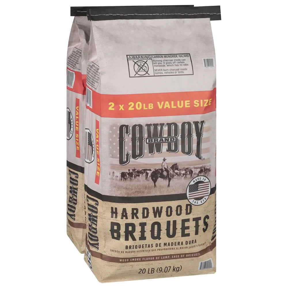 Experience authentic hardwood grilling with Cowboy Hardwood Briquets that deliver steady heat and rich, smoky flavor every time, so you can enjoy backyard cookouts with ease.