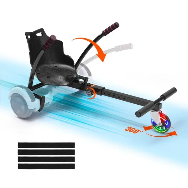 Hoverboard Seat Attachment With LED Lights And Adjustable Length Up To 220 Lbs
