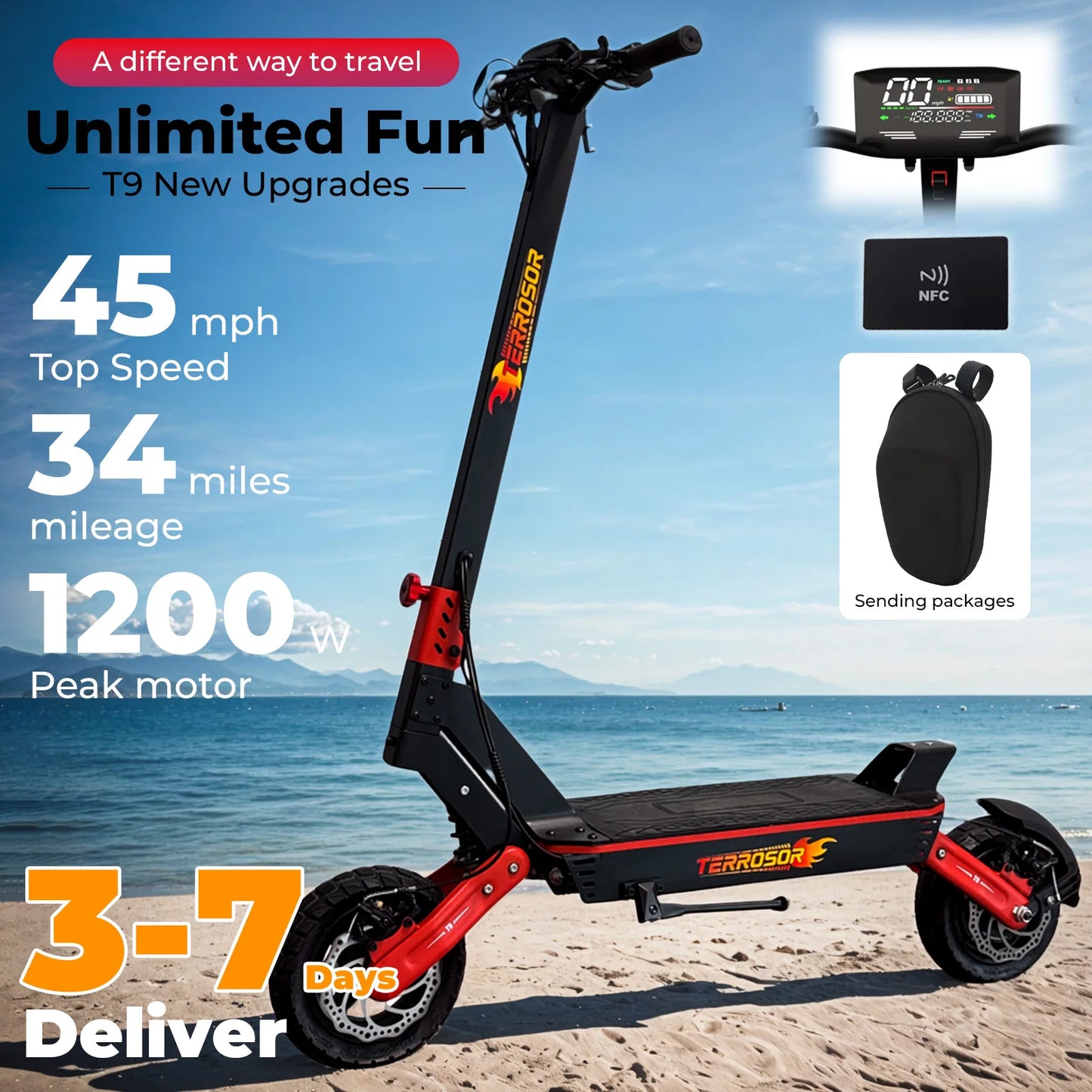 LELEKUAIC 1200W Electric Scooter For Adults 28 MPH Top Speed Off Road