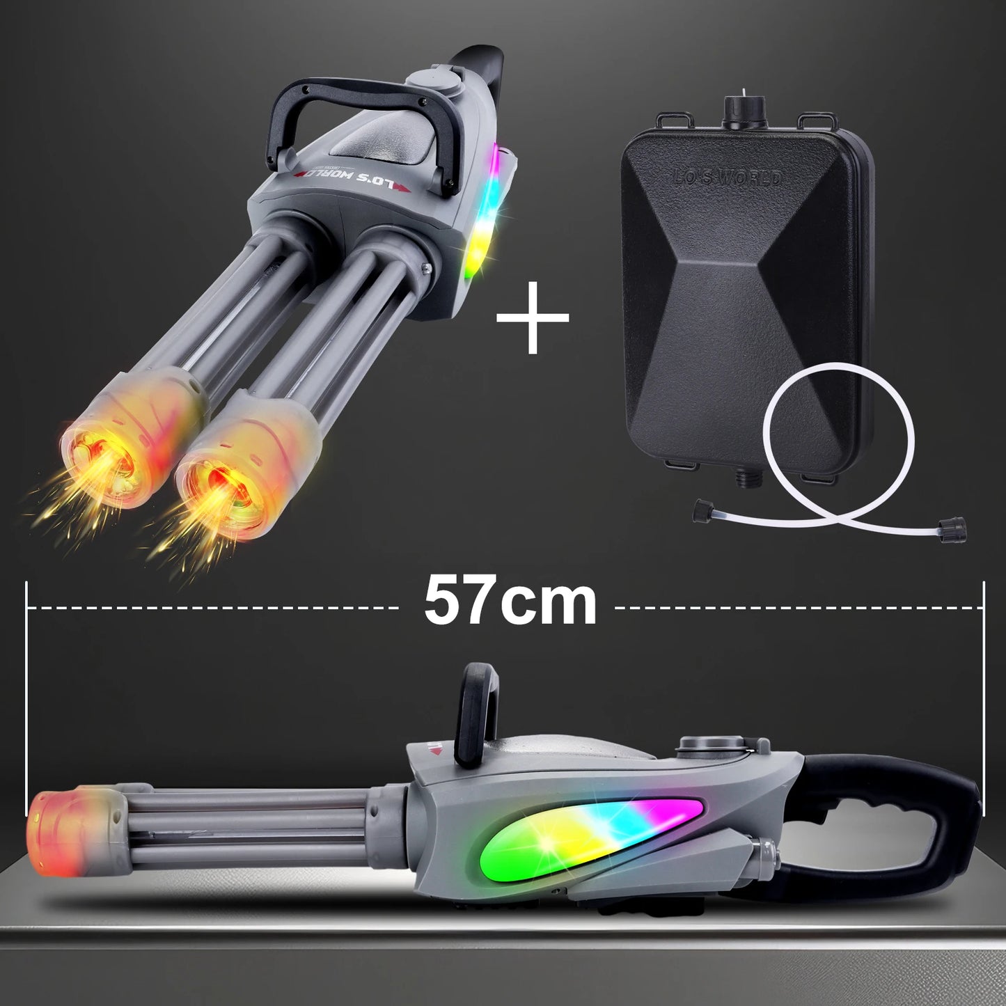 Kids Electric Water Gun Toy LED Double Barrel Water Blaster With Backpack