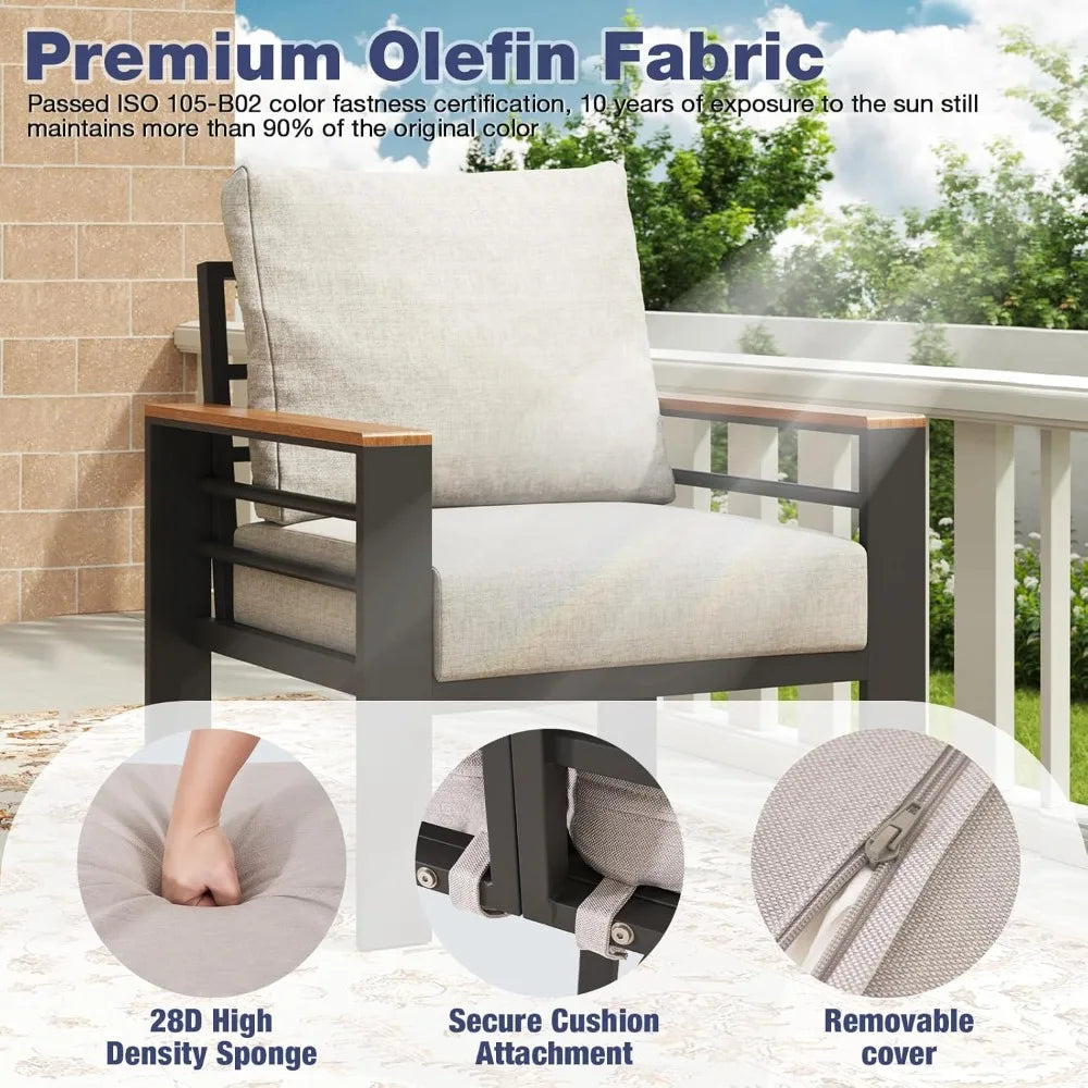 Aluminum Outdoor Patio Furniture Set 7 Seats With Cushions And Coffee Table