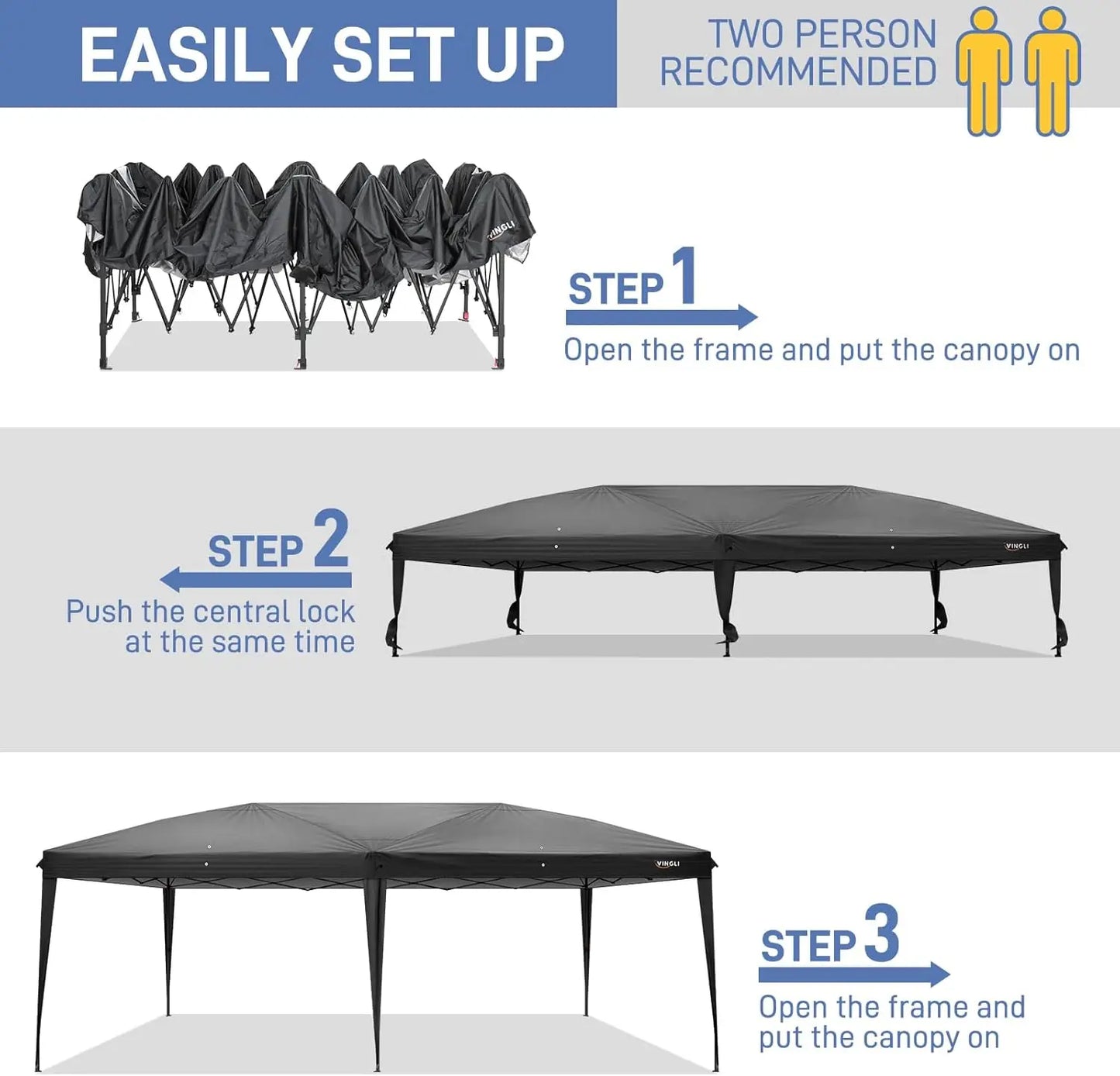 Experience instant shade and effortless setup for outdoor events with this 10x20 pop up canopy that travels with you anywhere.