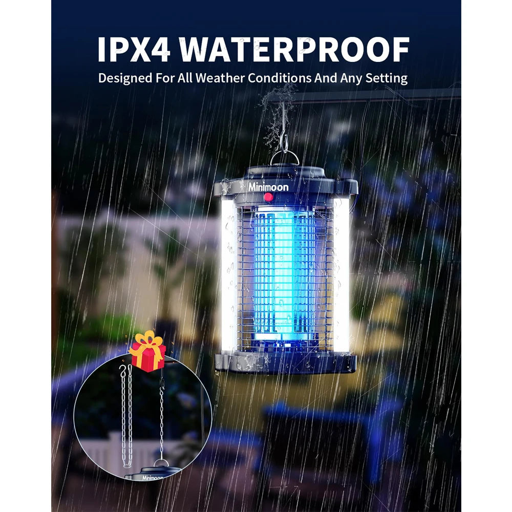Minimoon Outdoor Bug Zapper Dual LED Mosquito Trap 4200V IPX4 15W