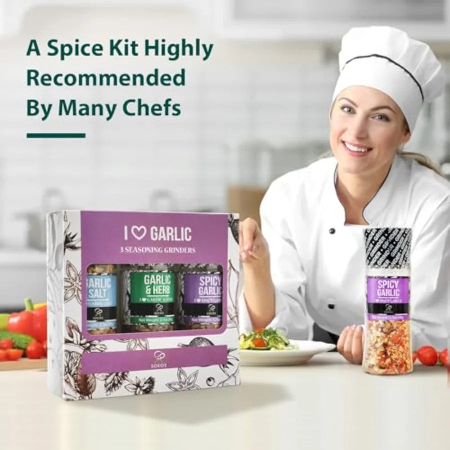 Elevate your cooking with the MDNG Spice Seasoning Set featuring nine integrated grinders.