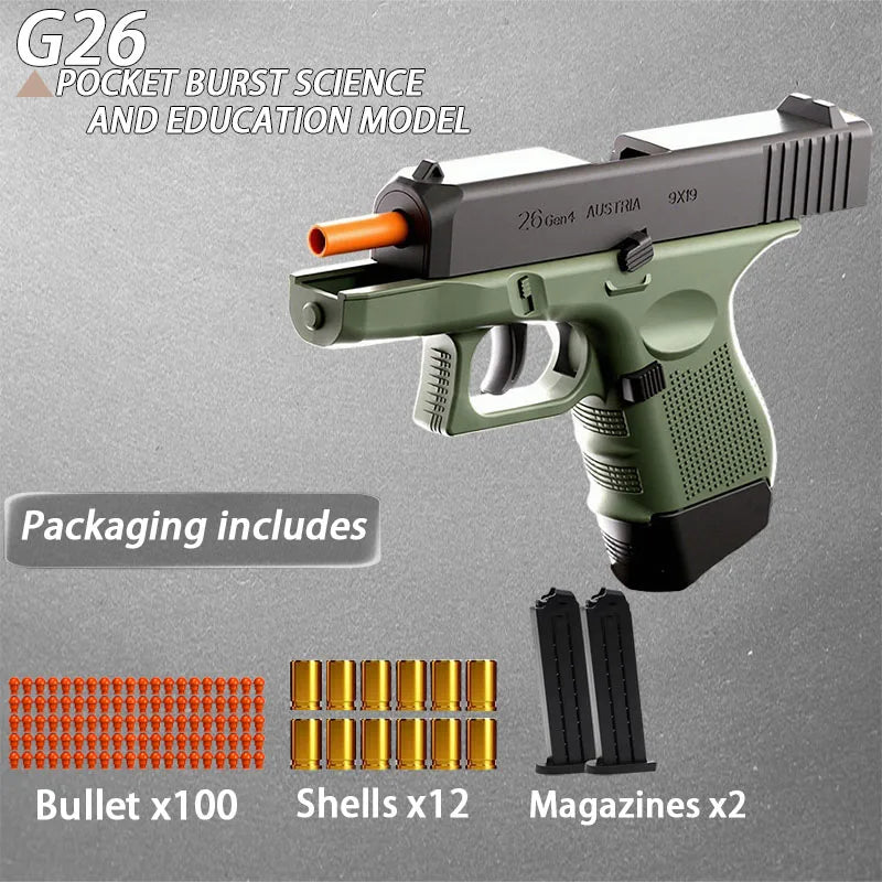 G26 Soft Bullet Toy Gun With Complete Accessories Green For All Ages