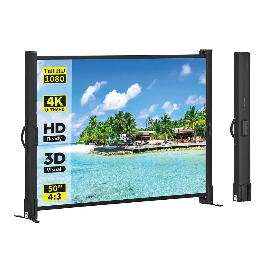 XMSJ 50 Inch Outdoor Projector Screen With Stand Retractable 1.2 Gain