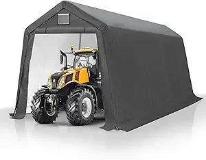 7x12 Outdoor Storage Shed With Heavy Duty Steel Frame And Ventilated Door