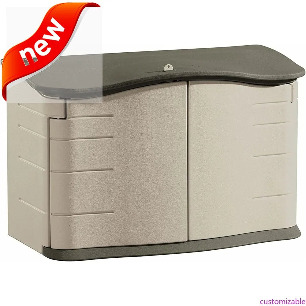 Customizable Small Horizontal Resin Outdoor Storage Shed With Floor Beige Brown