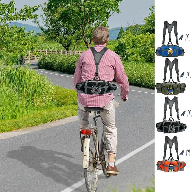 Hiking Waist Bag With 2 Bottle Holders Outdoor Waist Pack Waterproof