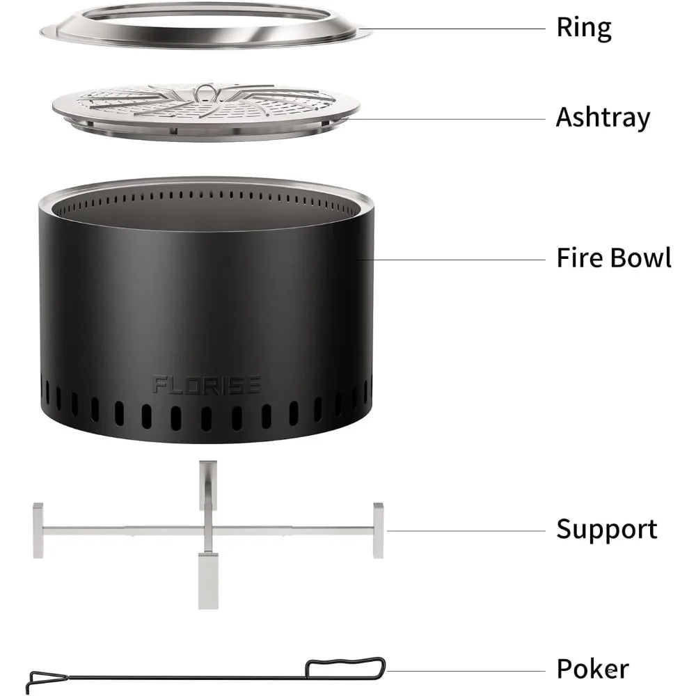 Smokeless Outdoor Fire Pit Portable Stainless Steel Wood Burning Fireplace