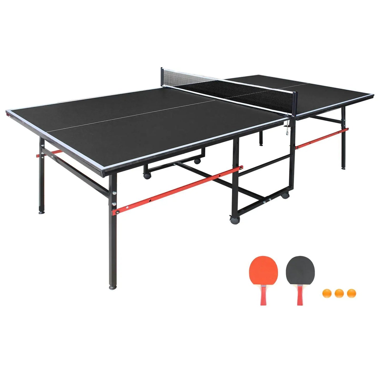 Turn any room into a game ready arena with this foldable table tennis set.