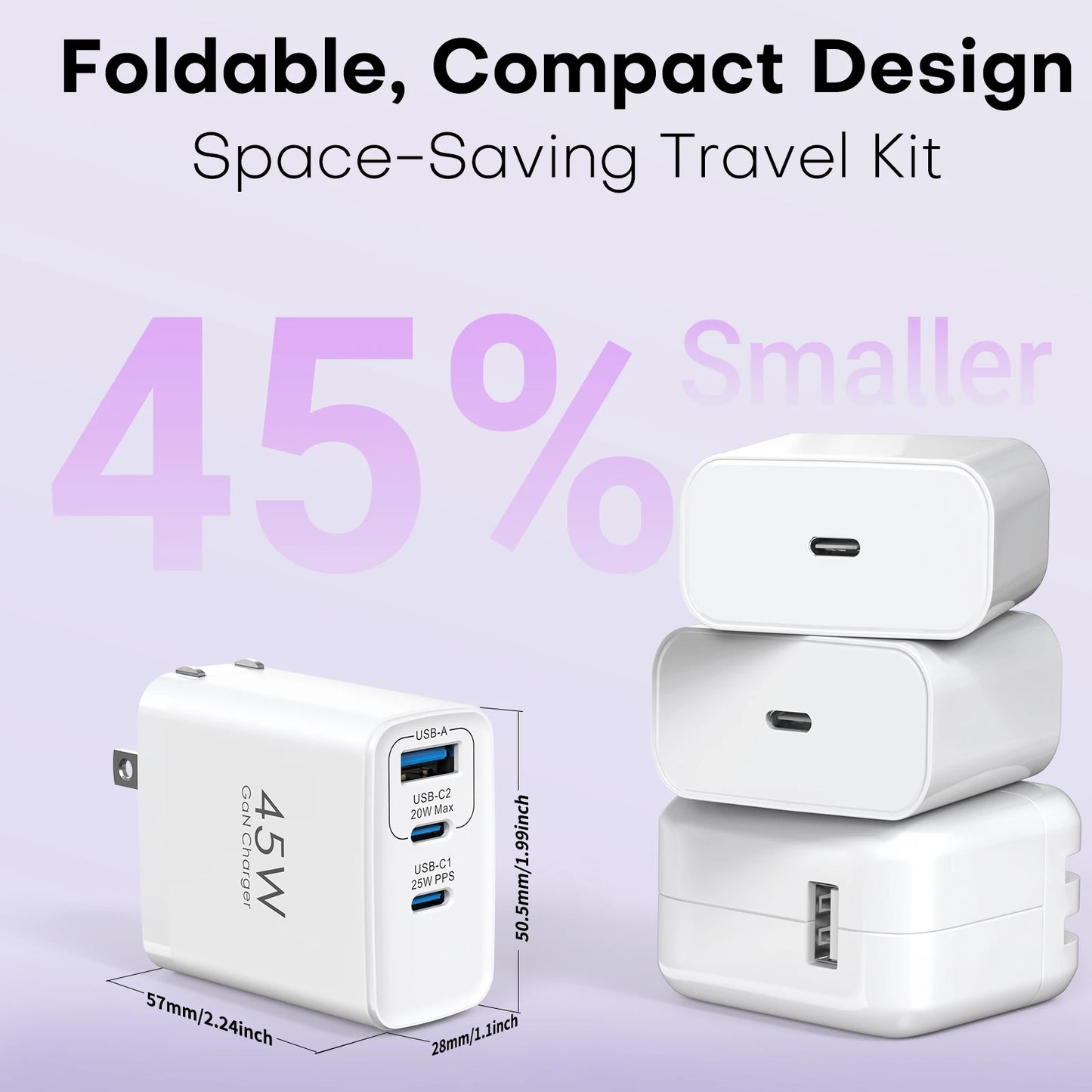 Experience faster charging for all your devices with TOPADRE 45W 3 Port USB Charger.