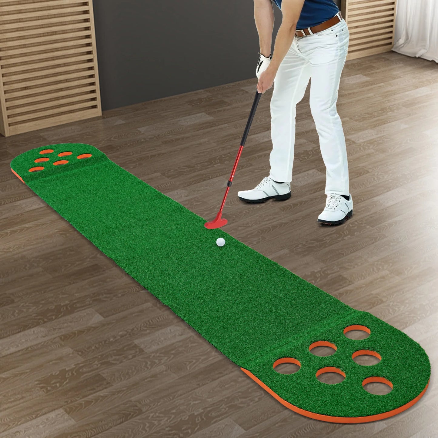 Foldable Golf Putting Mat With 2 Clubs And 2 Balls Mini Golf Practice Pad