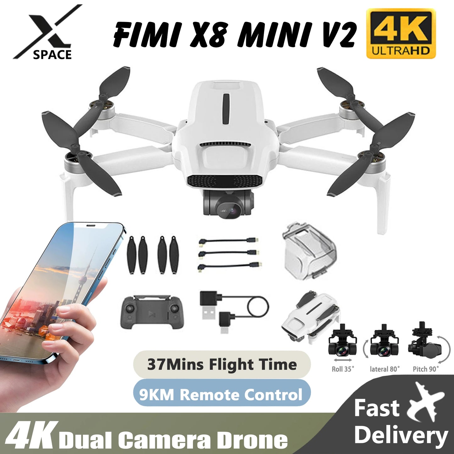 ISHOWTIENDA Fimi X8 Mini V2 4K Camera EIS Drone With 3 Axis Gimbal