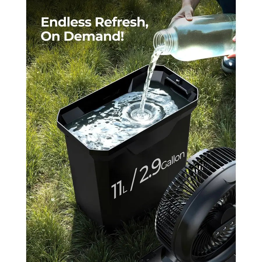 Beat the heat on every outdoor adventure with this compact camping misting fan that blasts refreshing air, mist on demand, and dependable cooling for you, all in a portable design that fits in your backpack or campsite.