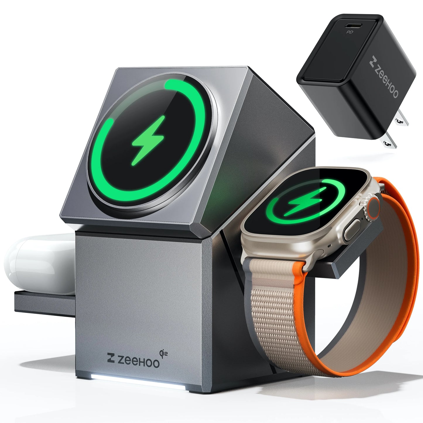 Rotatable Magnetic Wireless Charger Stand for iPhone 12 to 16 iWatch AirPods